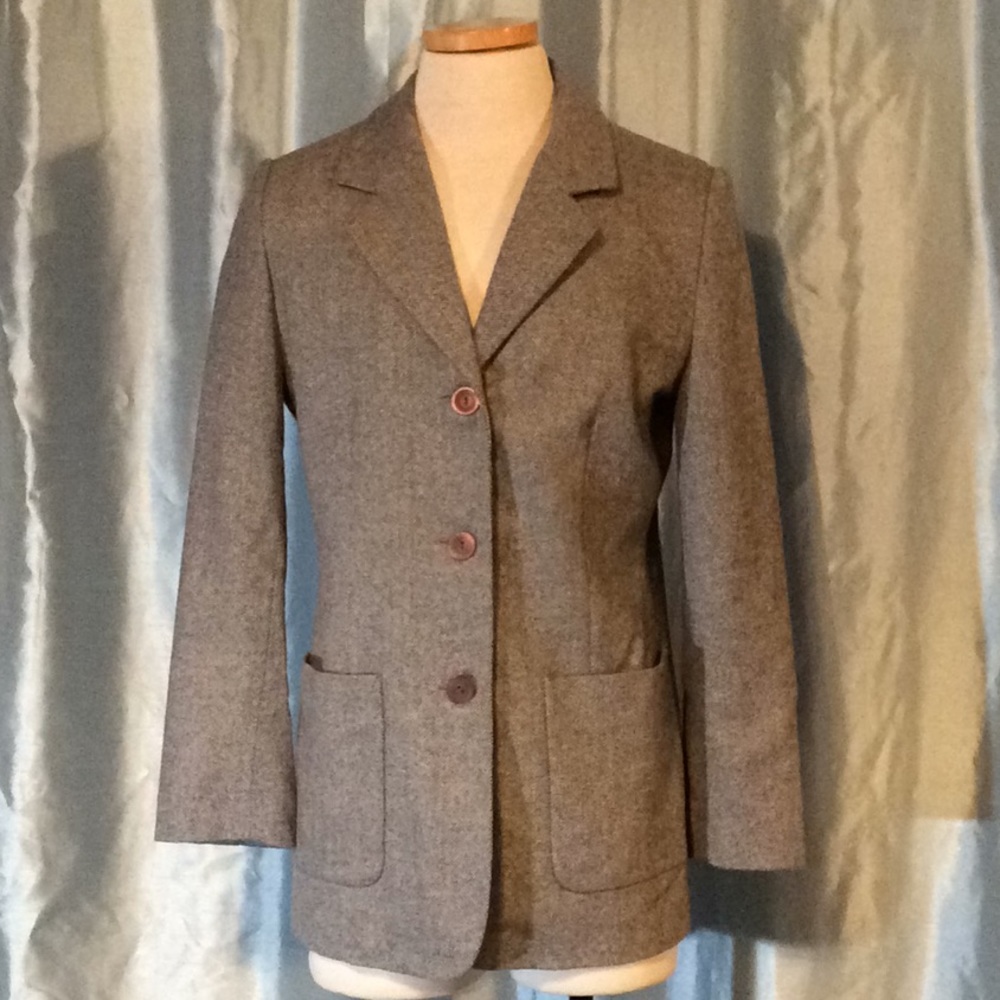 Wool & Cashmere Grey Tweed Blazer, Lined, NWT